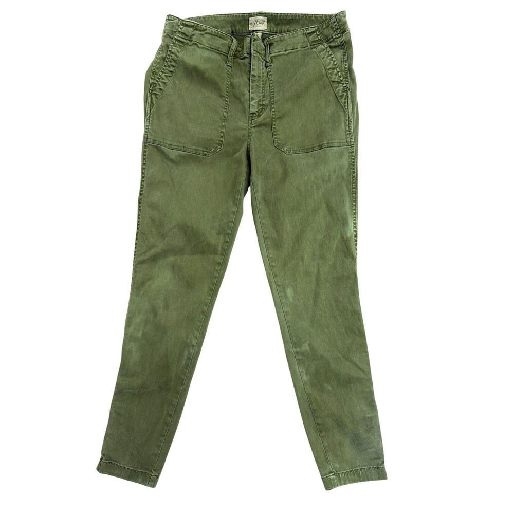 J.Crew Olive Green Utility Pants Slim Ankle Zip Patch Pockets Size 31 Cotton
